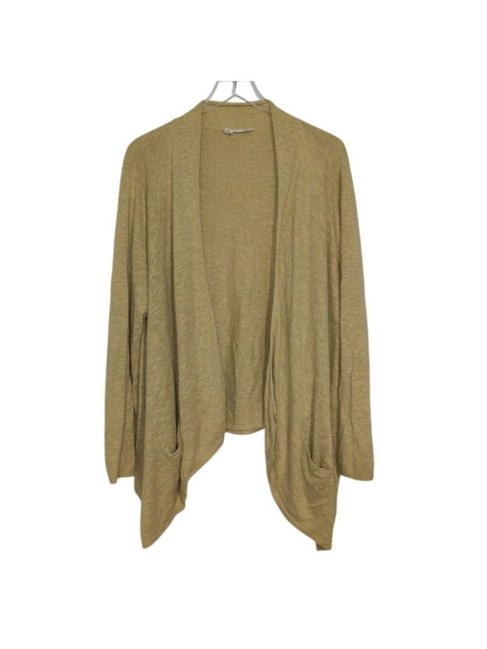 Eileen Fisher Open Cardigan Womens Plus Size 1X Yellow Linen Cotton Coastal Boho
